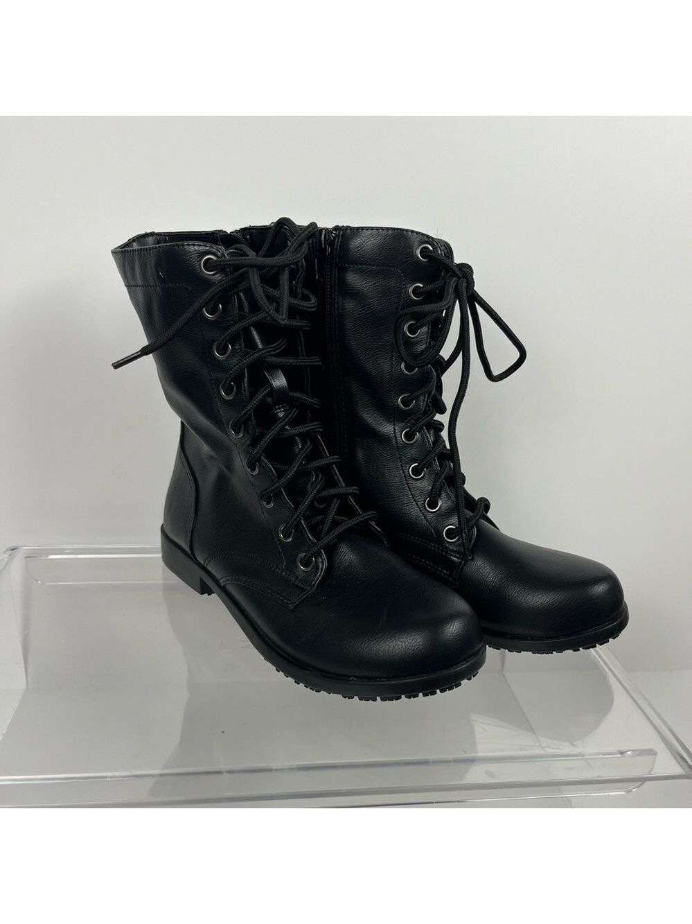 Safe T Comfort Classic Black Women's Combat Boots size 5.5 like new